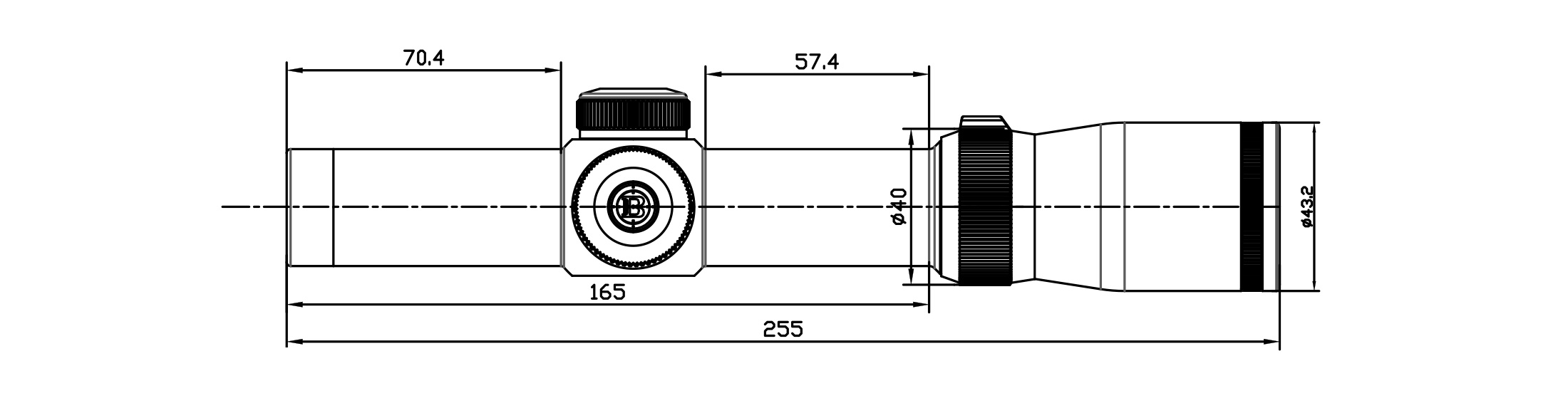 размеры Прицел оптический BRITE  LPVO 1-4X24 IR